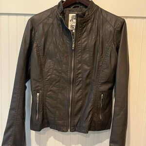 Made by Johnny Women's Espresso Faux Leather Jacket size L